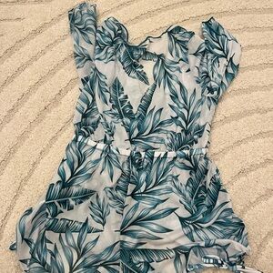 Tropical Leaf Print Kids One Piece